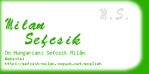 milan sefcsik business card