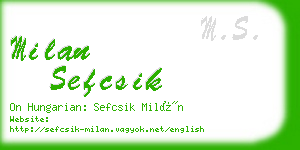 milan sefcsik business card